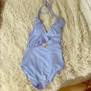 Aerie one piece ruffled light blue swimsuit